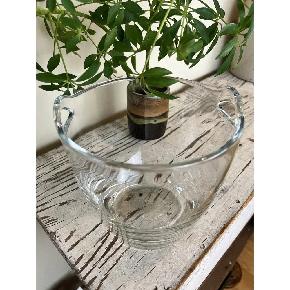 Vintage Krosno Poland Fine Polished Hand-Blown Crystal Glass Ice Wine Bucket 6”